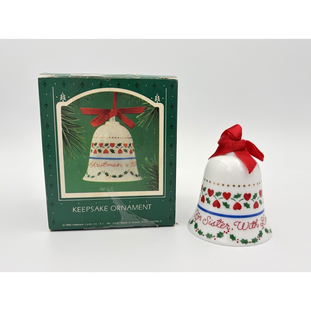Vintage 1985 Hallmark Keepsake Sister Ceramic Bell Christmas Ornament New In Box